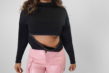 Load image into Gallery viewer, Irregular Zip-Up Crop Sweat Shirt