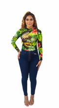 Load image into Gallery viewer, Sheer Mesh Tropical Print Bodysuit