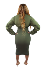 Load image into Gallery viewer, Puffer Jacket Midi Dress