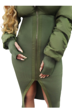 Load image into Gallery viewer, Puffer Jacket Midi Dress