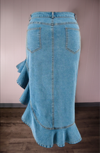 Load image into Gallery viewer, Asymmetrical Denim Midi Skirt
