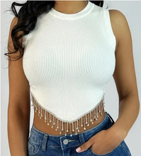 Load image into Gallery viewer, Dripping Rhinestones Crop Top
